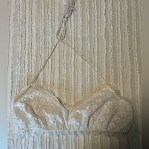 White, halter lace flower top